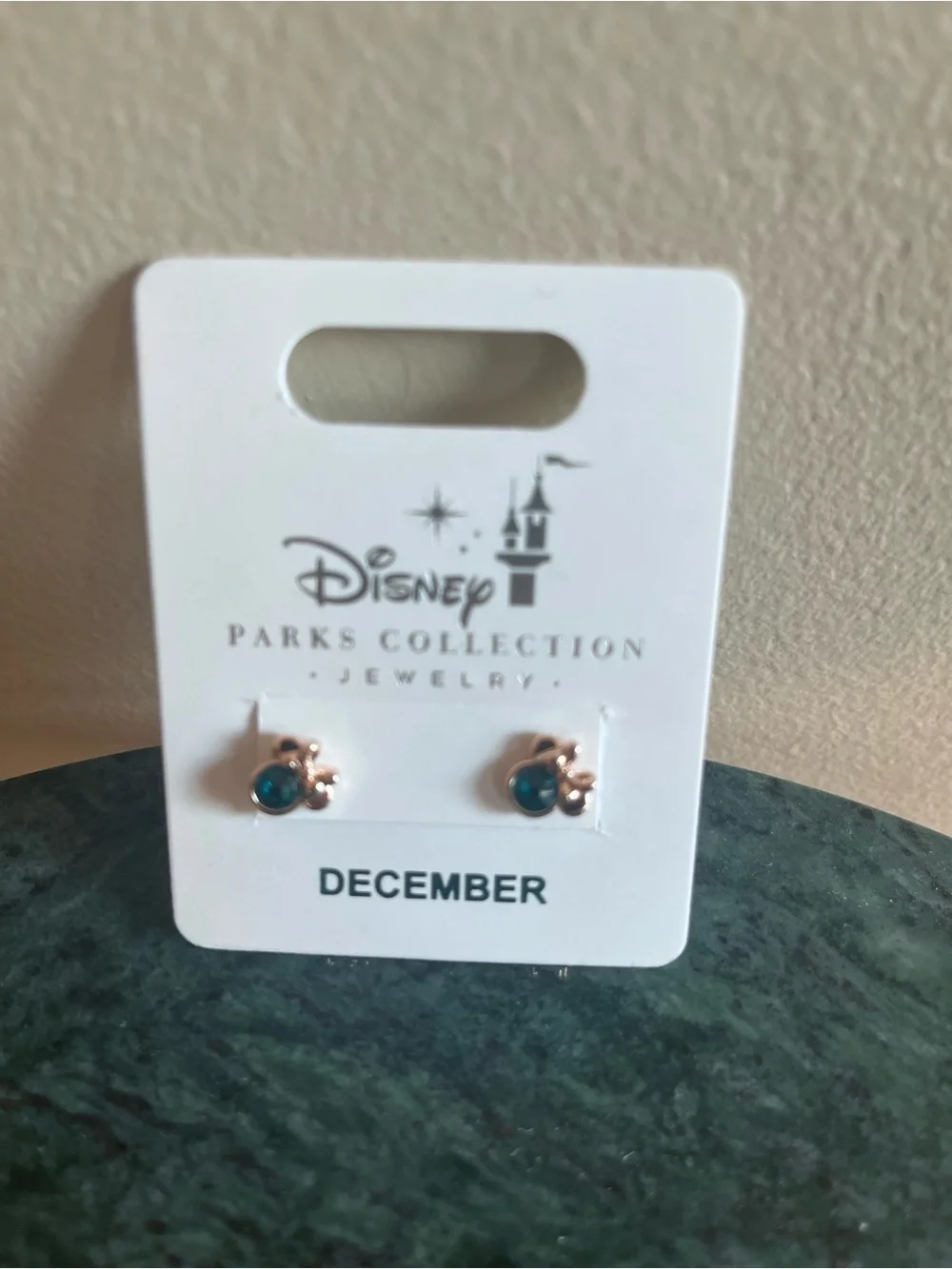 Disney Parks Collection December Birthstone Minnie Stud Earrings - Teal